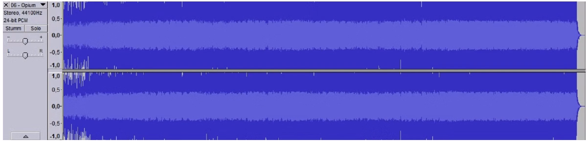 An image showing the envelope of an audio file that’s been processed too loud